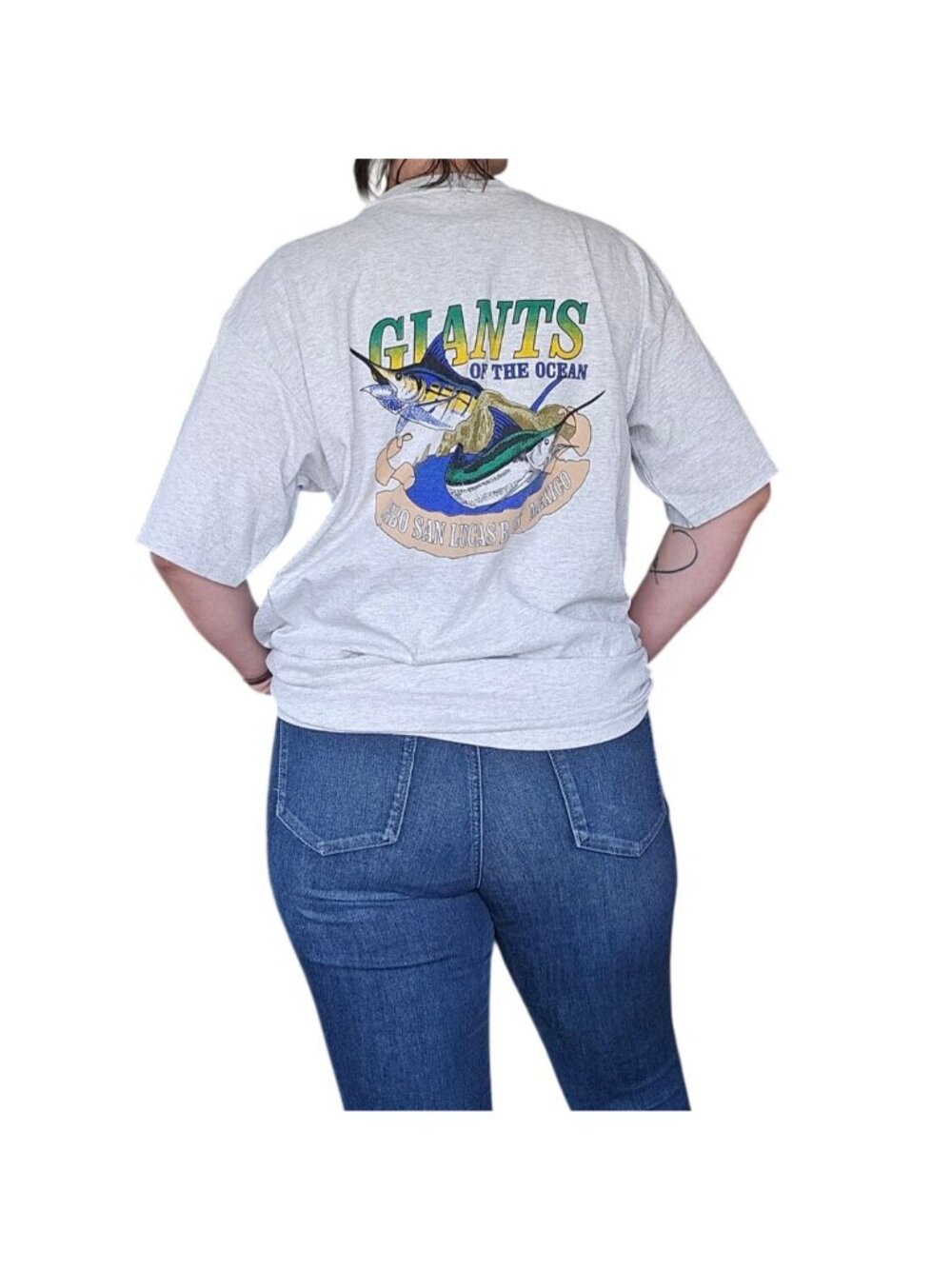 Vintage Giants of the Ocean Cabo San Lucas 100% Cotton Heathered T Shirt Men XL